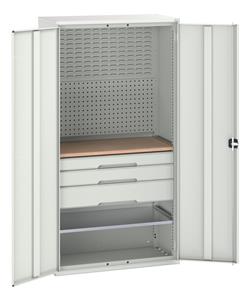 Bott Verso Basic Tool Cupboards Cupboard with shelves Verso 1050x550x2000H Cupboard 3 Drawer 1 Shelf Louvre Panel